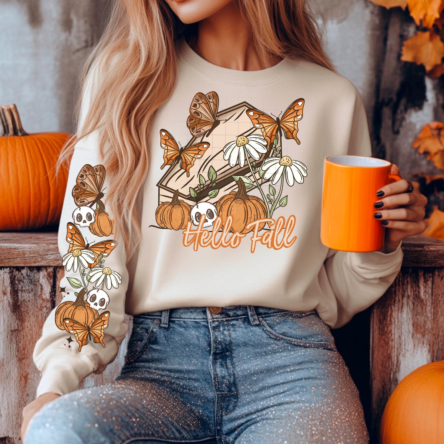 Fall DTF Gang Sheet, Autumn Premade Gang Sheet with Sleeve, Ready to Press Heat Transfer, Ghost DTF Transfer, Pumpkin Dtf Print, Fall Season