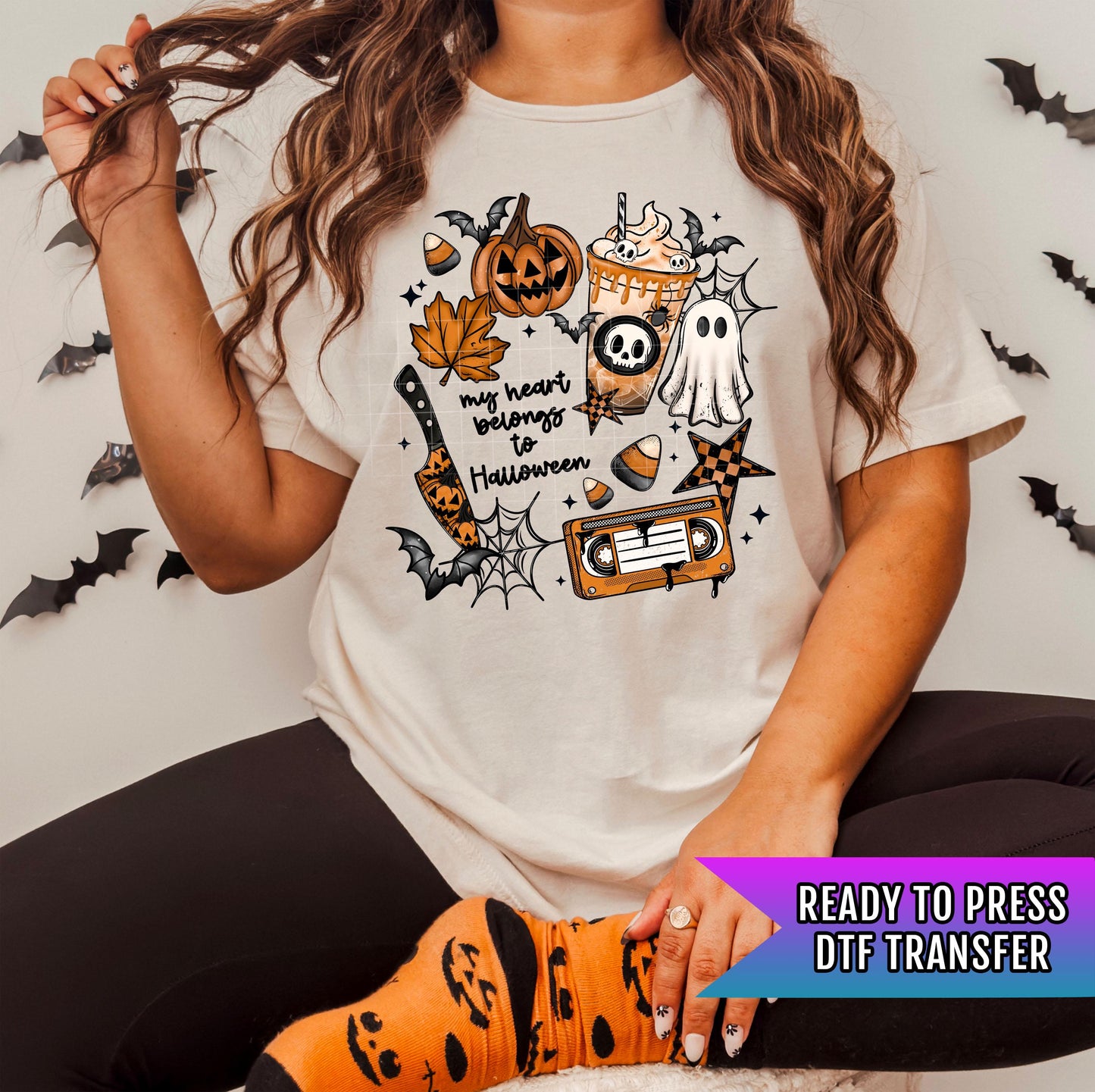 My Heart Belongs To Halloween DTF Transfers, Spooky DTF Transfer, Halloween DTF Transfers Ready For Press, Pumpkin Dtf, Ghost Dtf Transfer