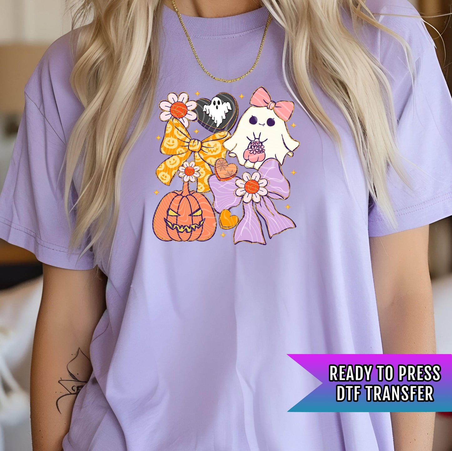 Coquette Ghost DTF Transfer, Halloween DTF Transfers Ready For Press, Pumpkin Dtf, Bats DTF Prints, Pumpkin Dtf Transfer, Spooky Season Dtf
