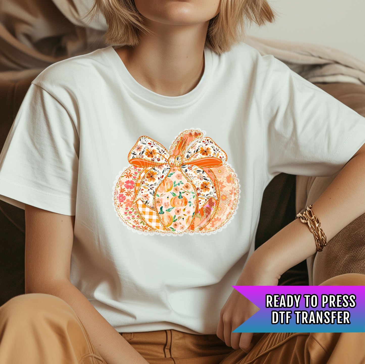 Pumpkin Grid DTF Transfer Ready For Press, Fall DTF Transfer, Autumn DTF Transfer, Pumpkin Heat Press Transfer, Pumpkin Spice Season Dtf
