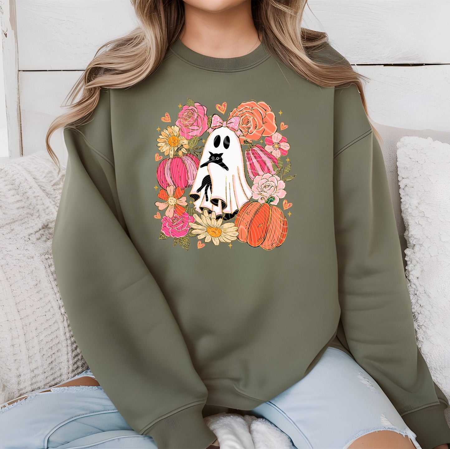 Ghost Floral DTF Transfer, Halloween DTF Transfers Ready For Press, Pumpkin Dtf, Bats DTF Prints, Pumpkin Dtf Transfer, Spooky Season