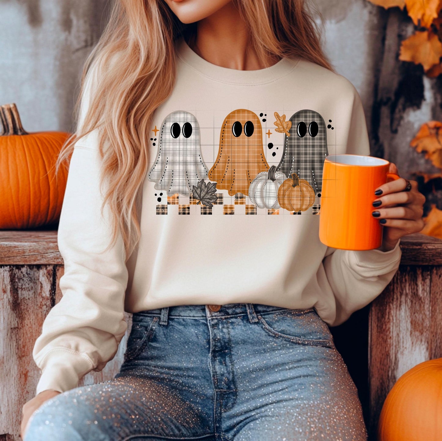Ghosts DTF Transfer Ready For Press, Fall DTF Transfers, Autumn DTF Transfer, Pumpkin Dtf Prints, Fall Leaves Dtf Transfers, Halloween Ghost