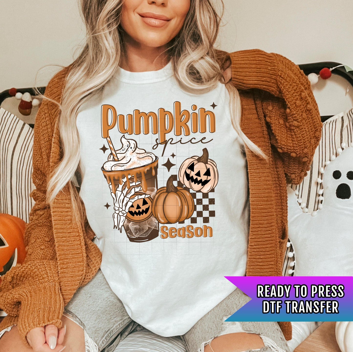 Pumpkin Spice DTF Transfer Ready For Press, Fall DTF Transfer, Autumn DTF Transfer, Pumpkin Heat Press Transfer, Pumpkin Spice Season Dtf