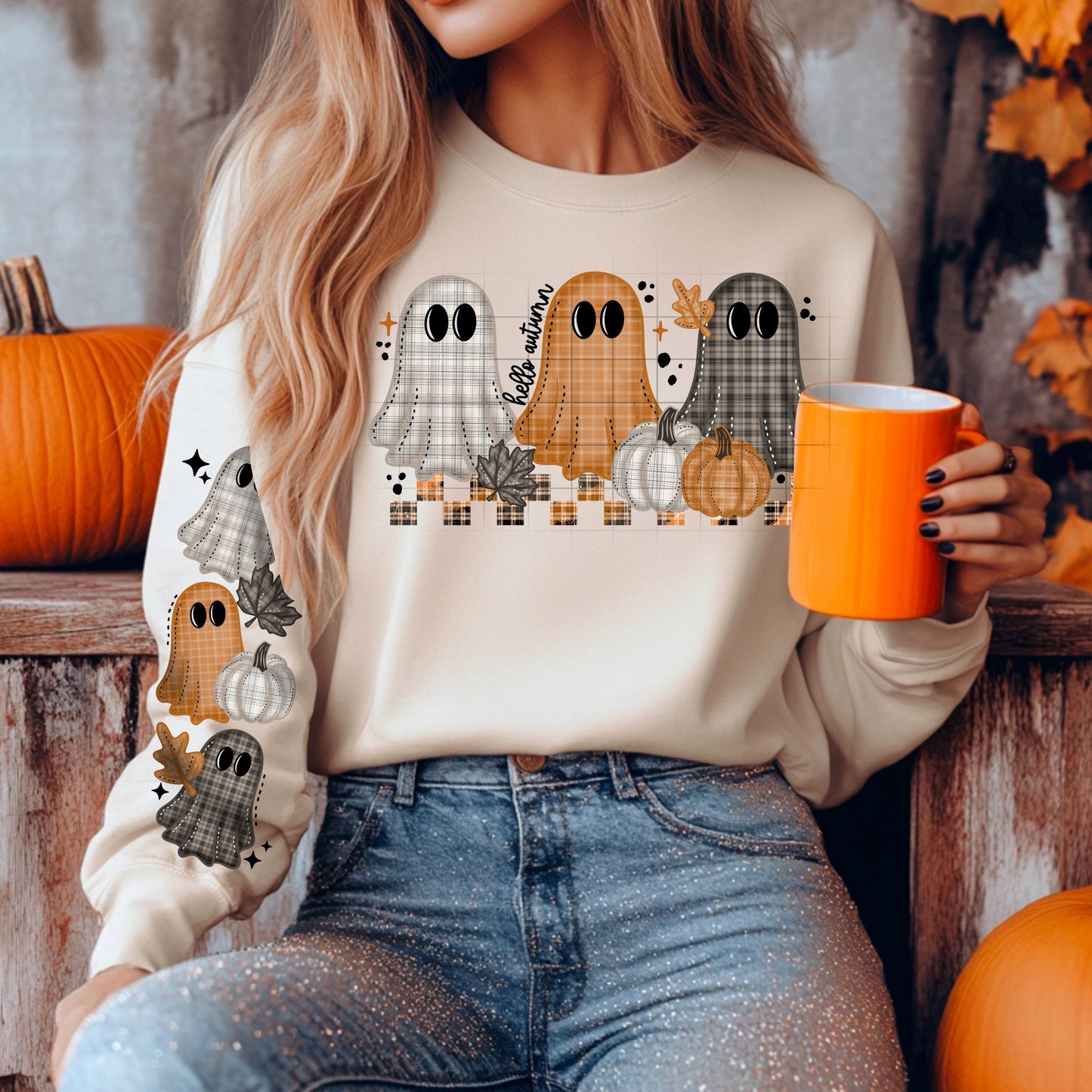 Fall DTF Gang Sheet, Autumn Premade Gang Sheet with Sleeve, Ready to Press Heat Transfer, Ghost DTF Transfer, Pumpkin Dtf Print, Fall Season
