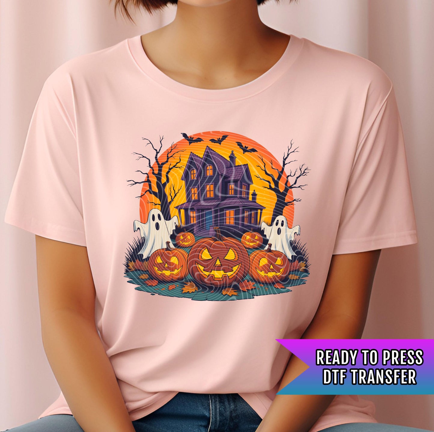 Halloween City DTF Transfers, Halloween DTF Transfers Ready For Press, Bats DTF Prints, Spooky Season Dtf Transfers, Pumpkins Dtf Prints