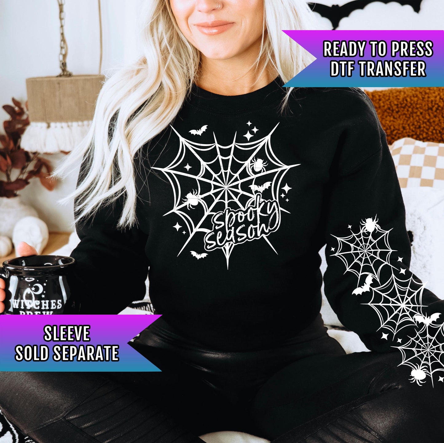 Spooky Season Heart Web DTF Transfer Ready For Press, Fall DTF Transfers, Halloween Dtf Transfers, Gothic DTF Transfer, Custom Dtf Transfers