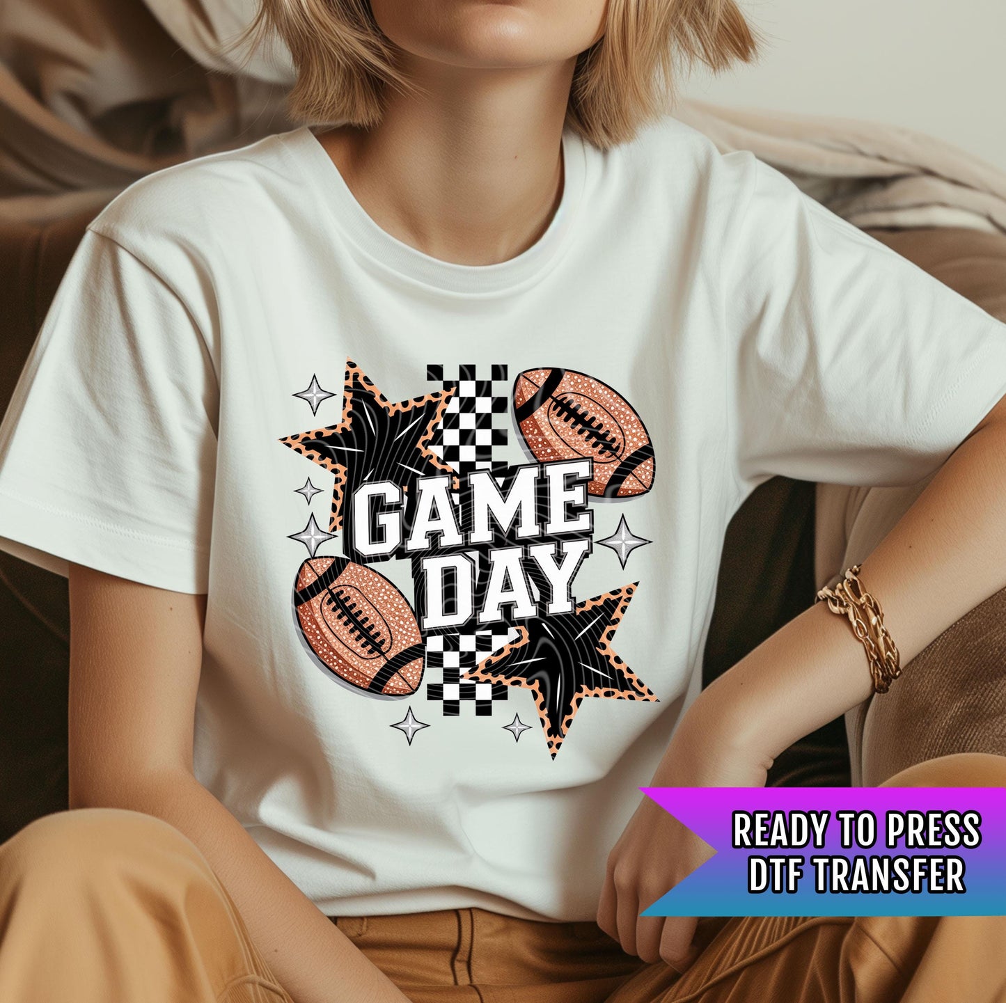 Game Day DTF Transfer Ready For Press, Football DTF Transfers, Heat Press Transfer, Football DTF Print, Football Ready To Press Transfers