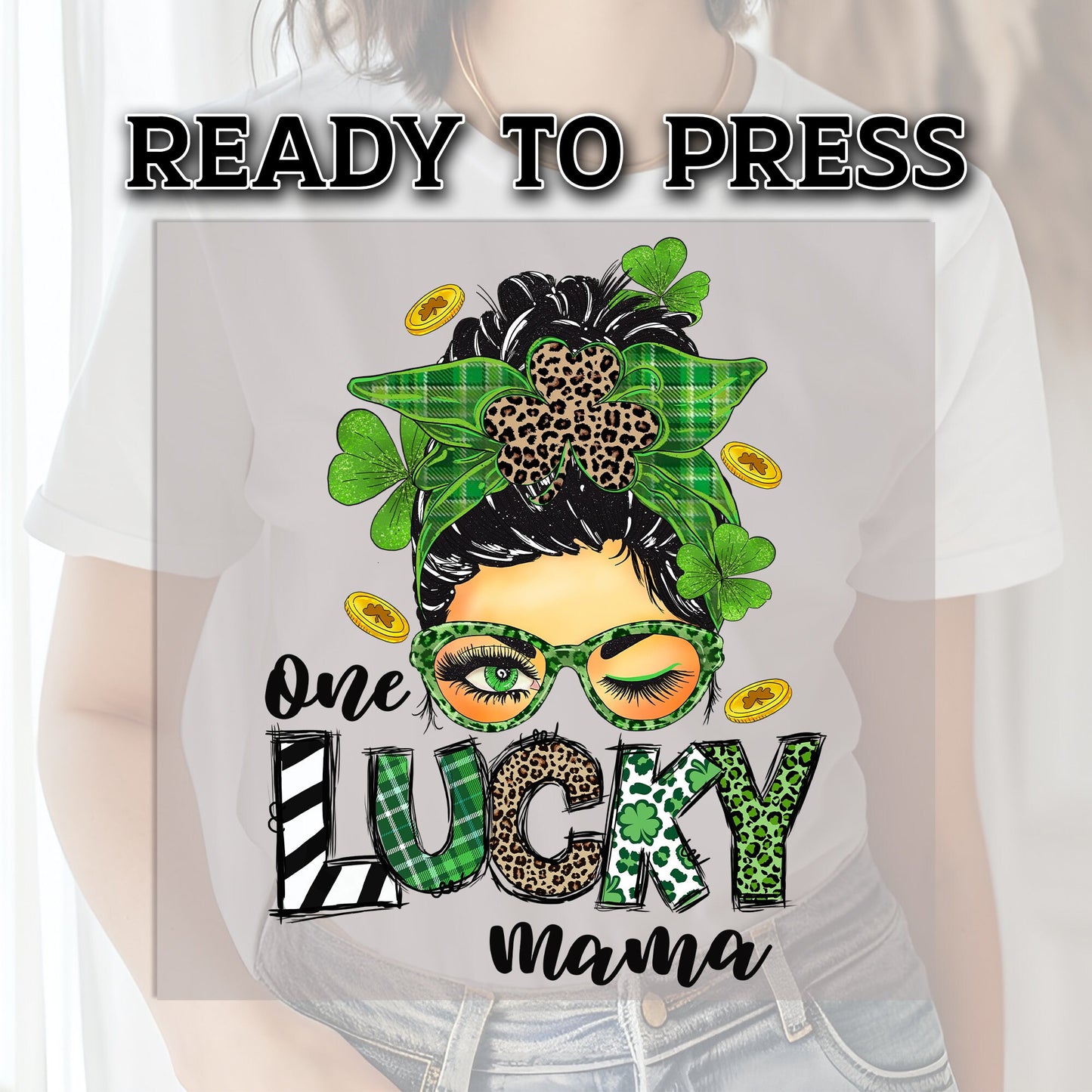 Lucky Mama DTF Transfer, DTF Transfer Ready For Press, St Patrick Day DTF Transfer, Heat Transfer, Custom Transfers, Heat Press Transfer
