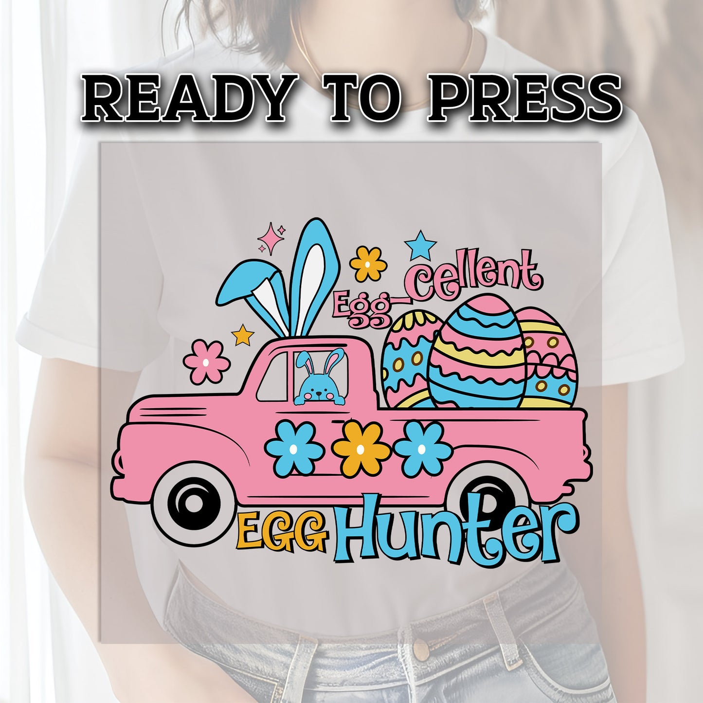Easter DTF Transfer, DTF Transfer Ready For Press, Egg-cellent Egg Hunter, Heat Press Transfer, Ready For Press Heat Transfers, Kids DTF