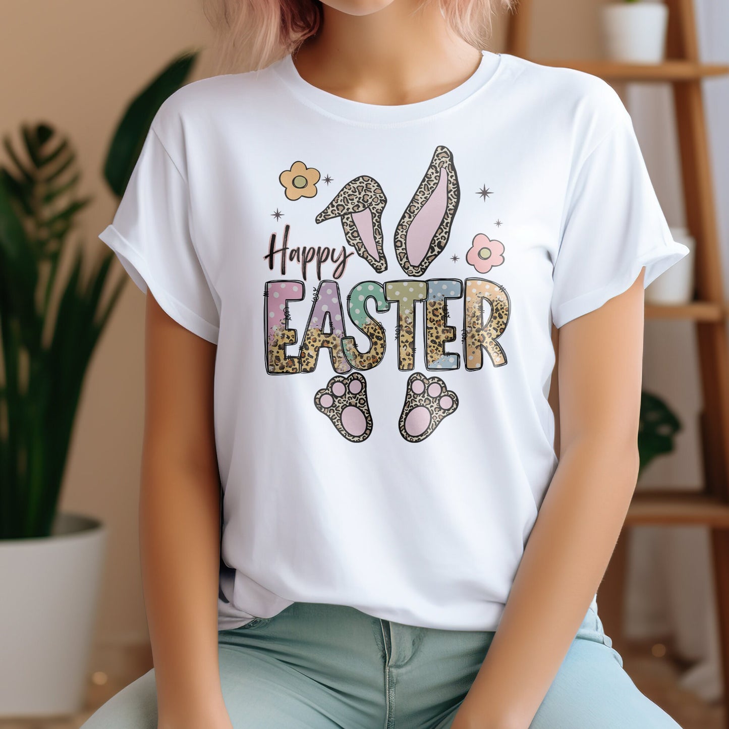 Easter Bunny DTF Transfer, DTF Transfer Ready For Press, Leopard Bunny Heat Transfer, Heat Press Transfer, Ready For Press Heat Transfers