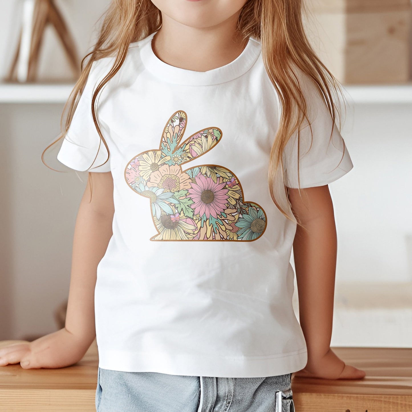 Easter Bunny DTF Transfer, DTF Transfer Ready For Press, Heat Press Transfer, Floral Bunny Transfer, Ready For Press Heat Transfers, Easter