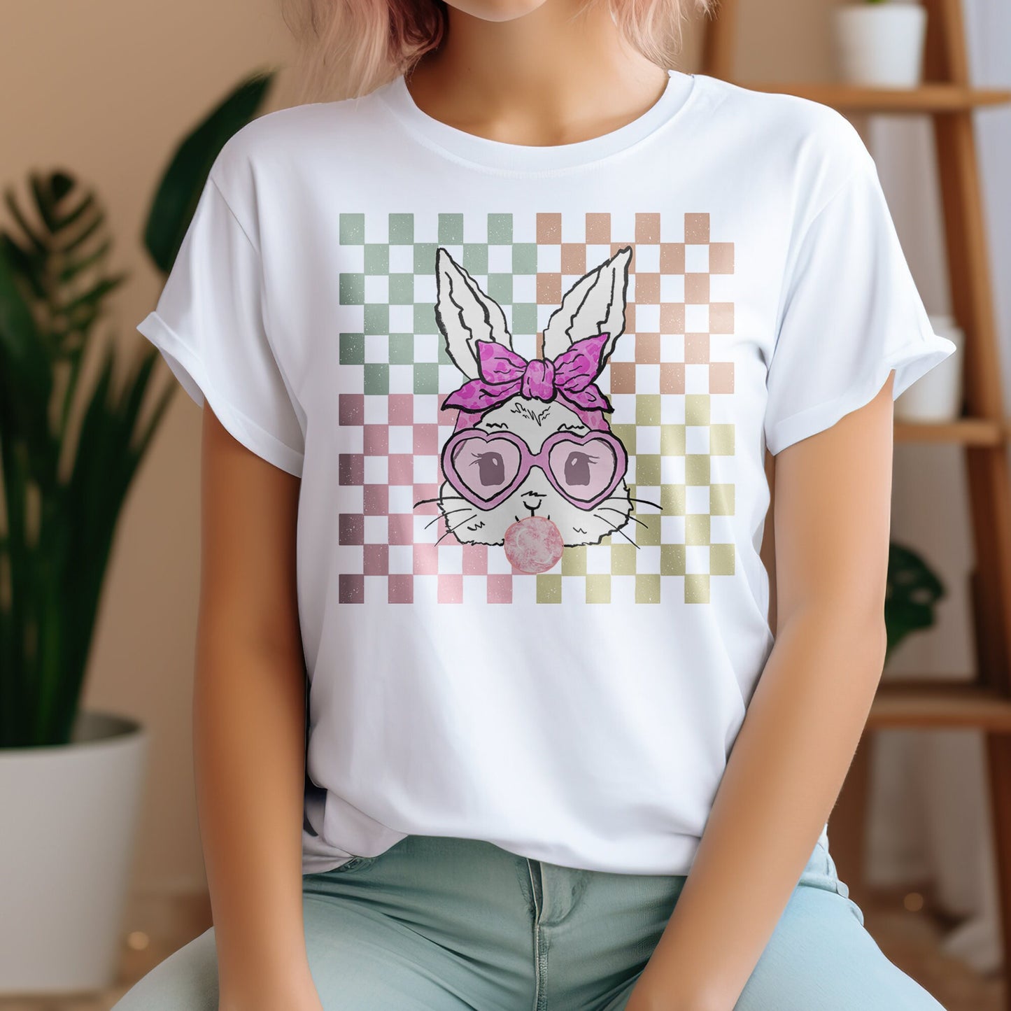 Easter Bunny With Glasses DTF Transfer, DTF Transfer Ready For Press, Heat Press Transfer, Heat Transfer, Ready For Press Heat Transfers