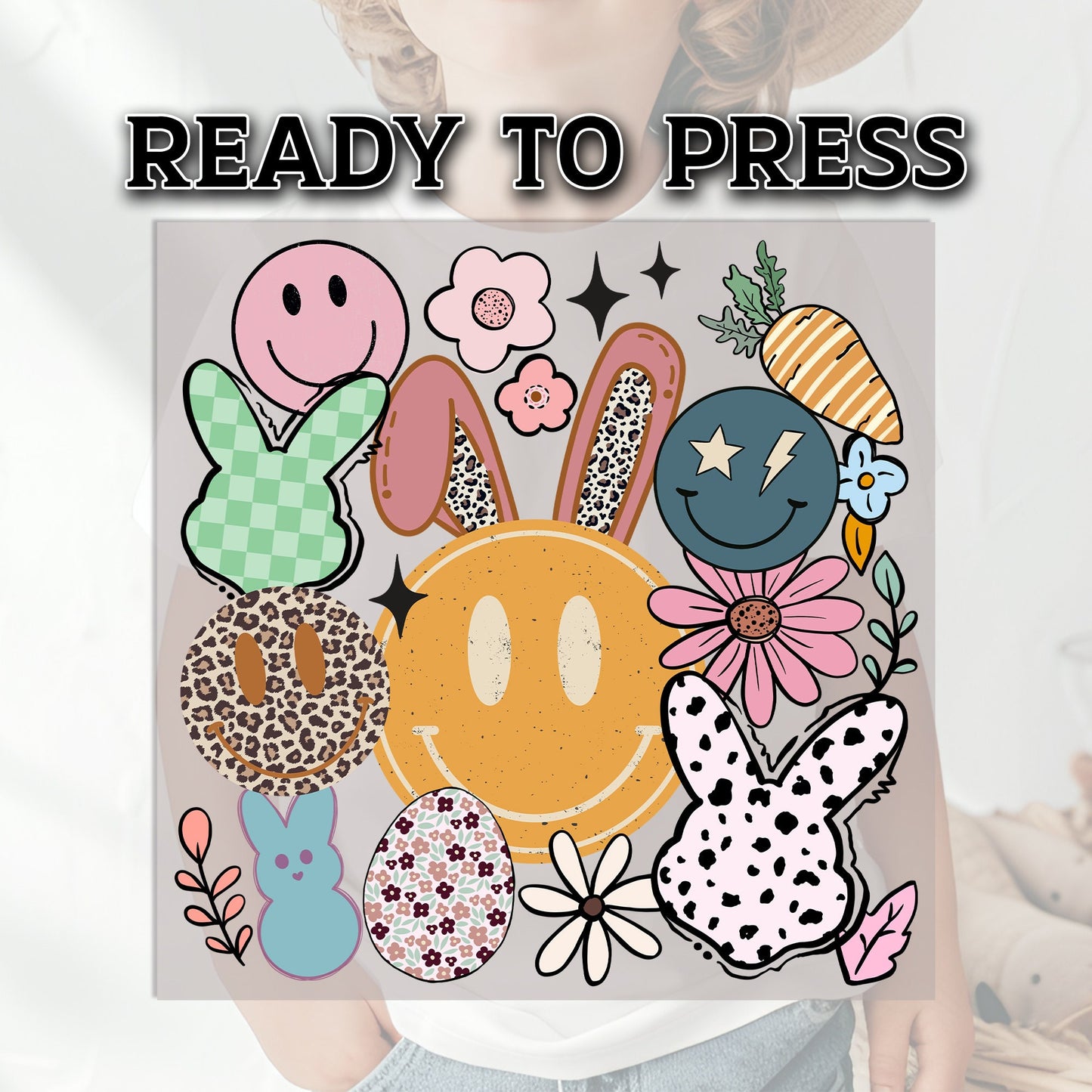 Retro Easter DTF Transfer, DTF Transfer Ready For Press, Retro Easter Heat Press Transfer, Heat Transfer, Ready For Press Heat Transfers