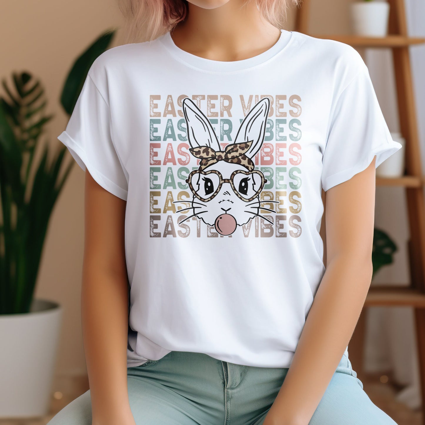 Easter Vibes Bubble Gum Bunny DTF Transfer, DTF Transfer Ready For Press, Heat Press Transfer, Heat Transfer, Ready For Press Heat Transfers