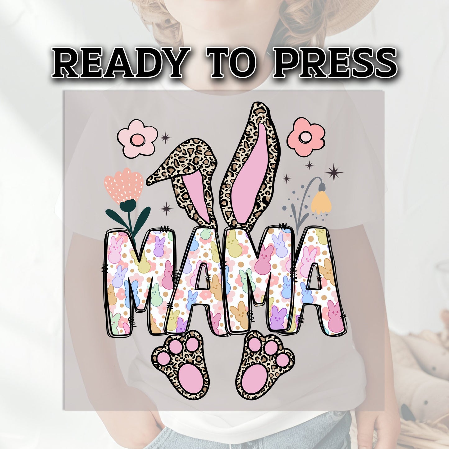 Mama Bunny DTF Transfer, DTF Transfer Ready For Press, Easter Heat Press Transfer, Easter DTF, Heat Transfer, Ready For Press Heat Transfers