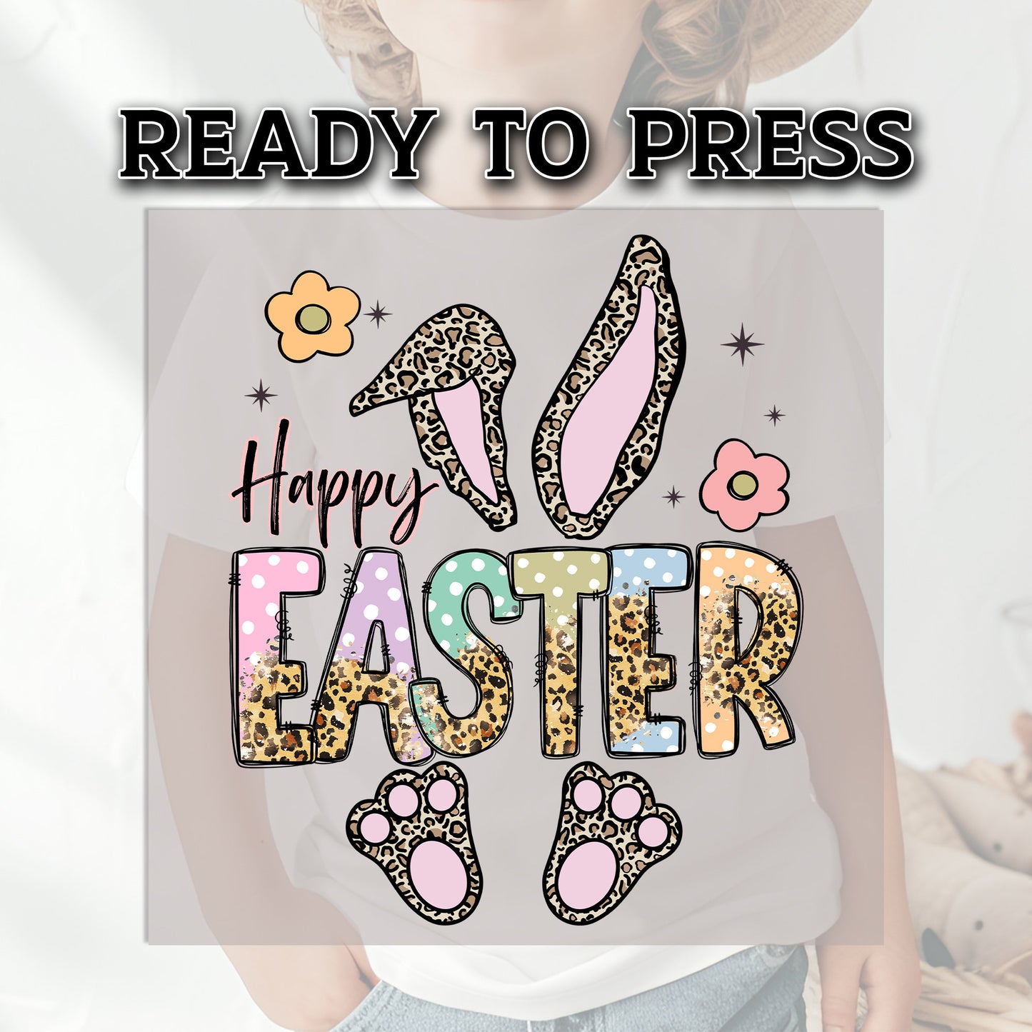Easter Bunny DTF Transfer, DTF Transfer Ready For Press, Leopard Bunny Heat Transfer, Heat Press Transfer, Ready For Press Heat Transfers