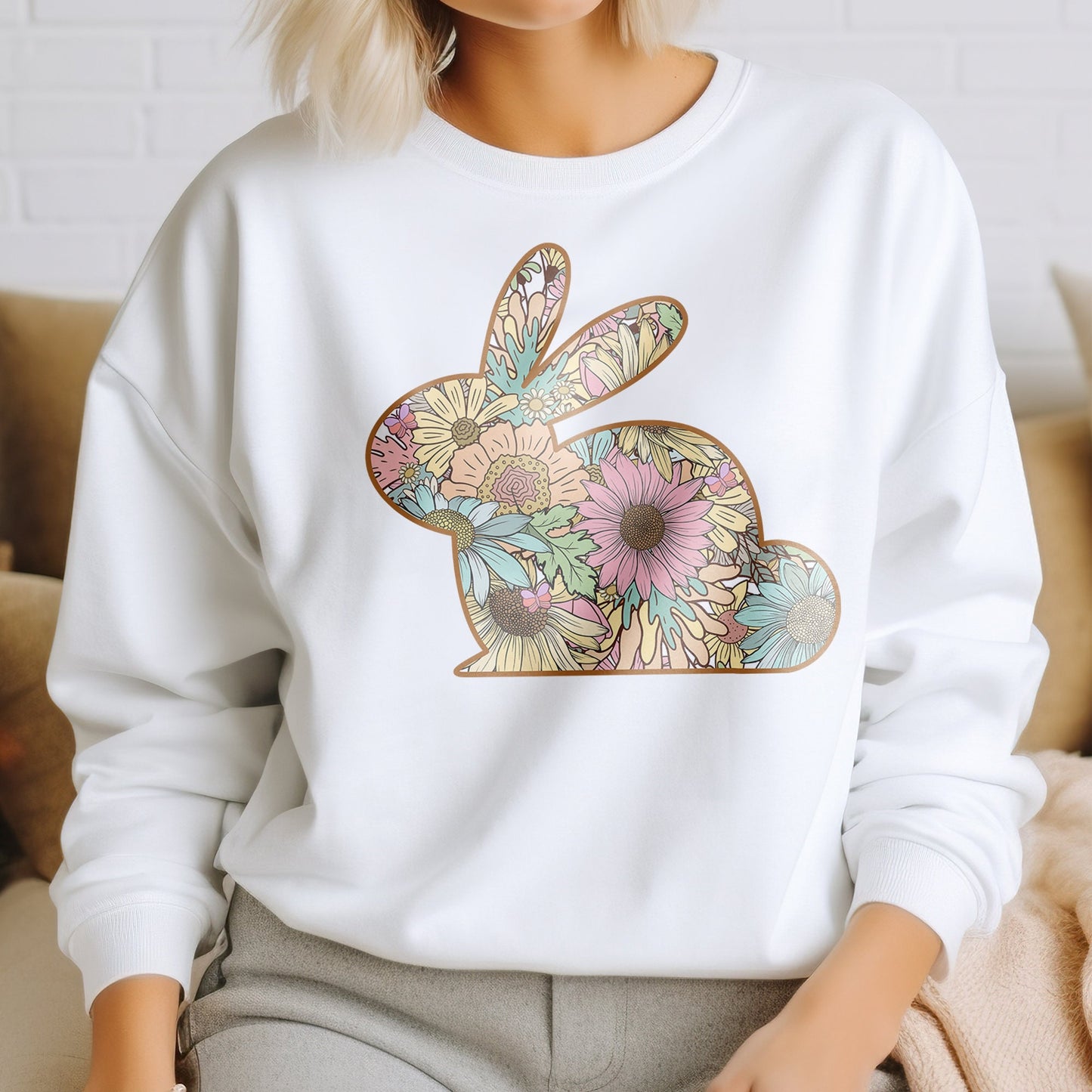 Easter Bunny DTF Transfer, DTF Transfer Ready For Press, Heat Press Transfer, Floral Bunny Transfer, Ready For Press Heat Transfers, Easter