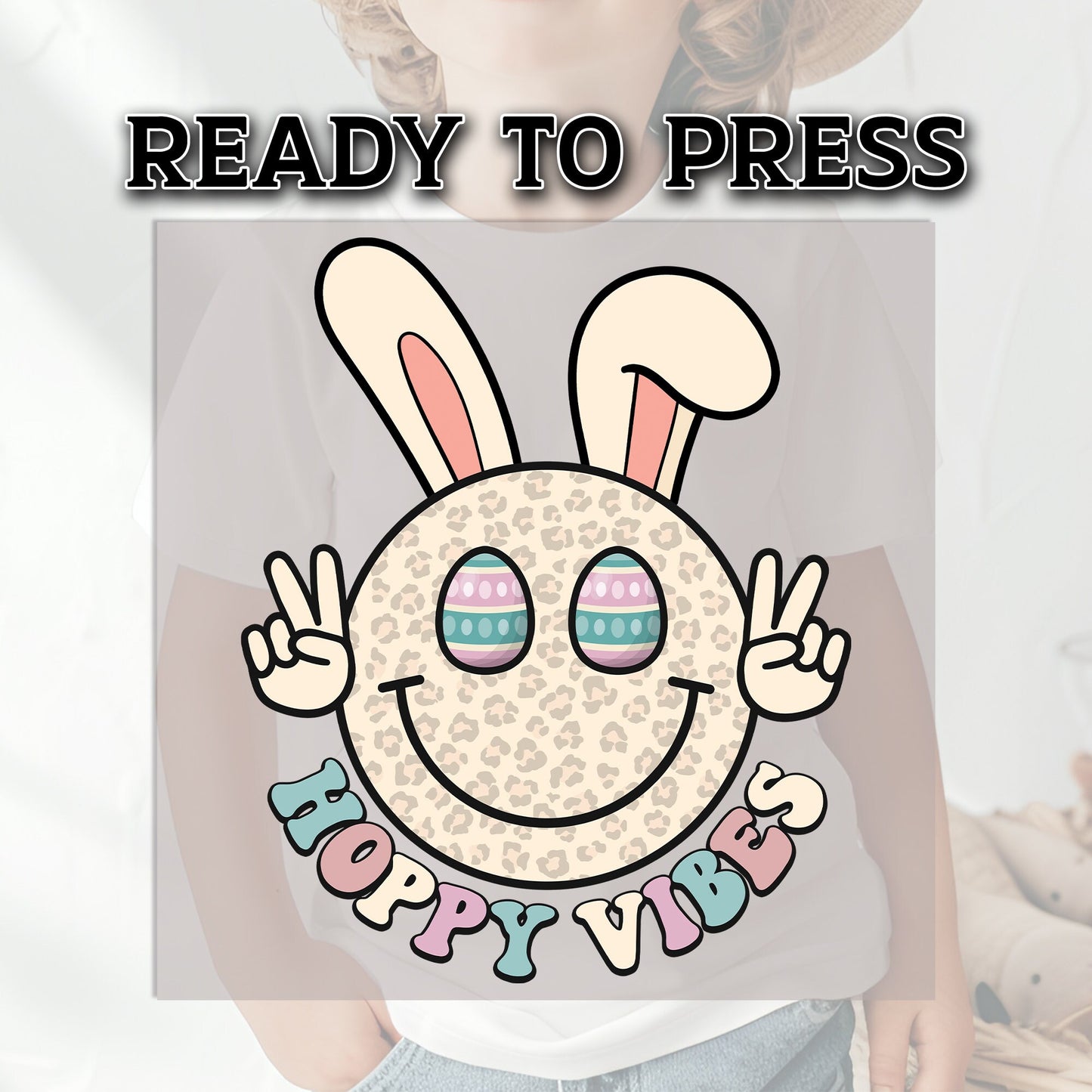 Retro Hoppy Vibes Bunny DTF Transfer, DTF Transfer Ready For Press, Easter Heat Press Transfer, Heat Transfer, Ready For Press Heat Transfer