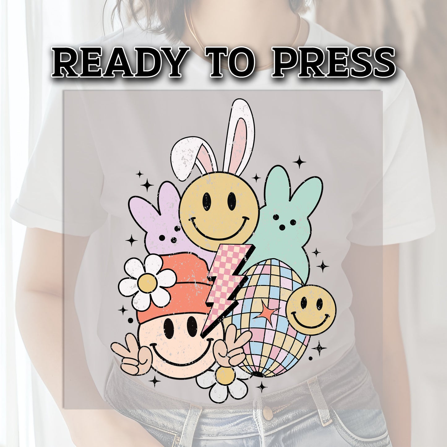 Retro Easter Collage, Easter DTF Transfer, DTF Transfer Ready For Press, Heat Press Transfer, Easter Transfer, Ready For Press Heat Transfer