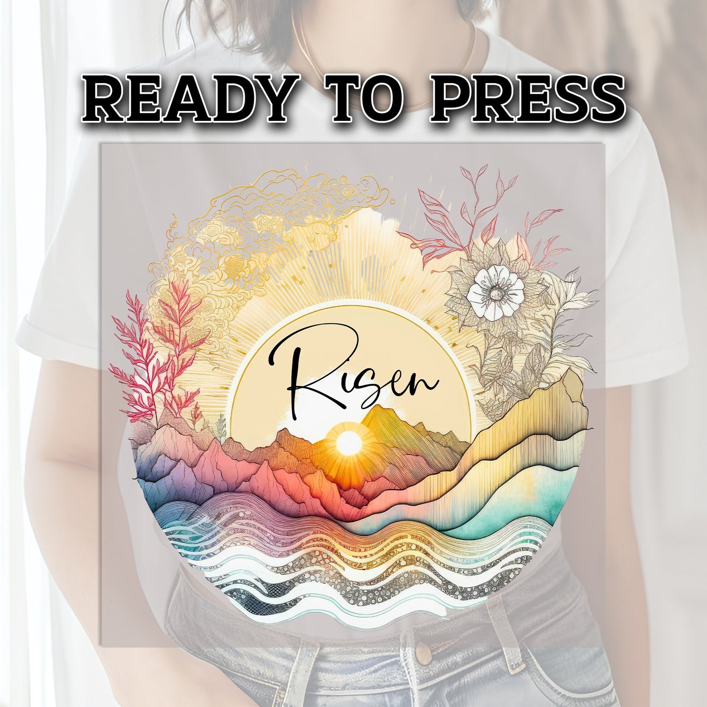 Risen DTF Transfer, DTF Transfer Ready For Press, Easter Heat Press Transfer, He is Risen Heat Transfer, Ready For Press Heat Transfers, DTF