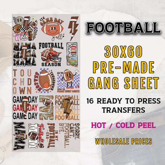 Football DTF Transfer, Football Gang Sheet, DTF Transfer Ready For Press, Football Premade Gang Sheet, Heat Transfer, Custom Transfers, Dtf