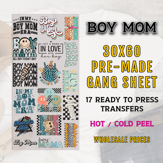 Boy Mom DTF Gang Sheet, Mama Gang Sheet, Boy Mom Transfers, Mama DTF Transfer, DTF Transfer Ready For Press, Premade Gang Sheet, Transfers