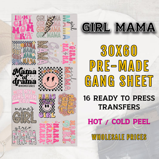 Girl Mom DTF Gang Sheet, Mama Gang Sheet, Girl MamaTransfers, Mama DTF Transfer, DTF Transfer Ready For Press, Premade Gang Sheet, Transfers