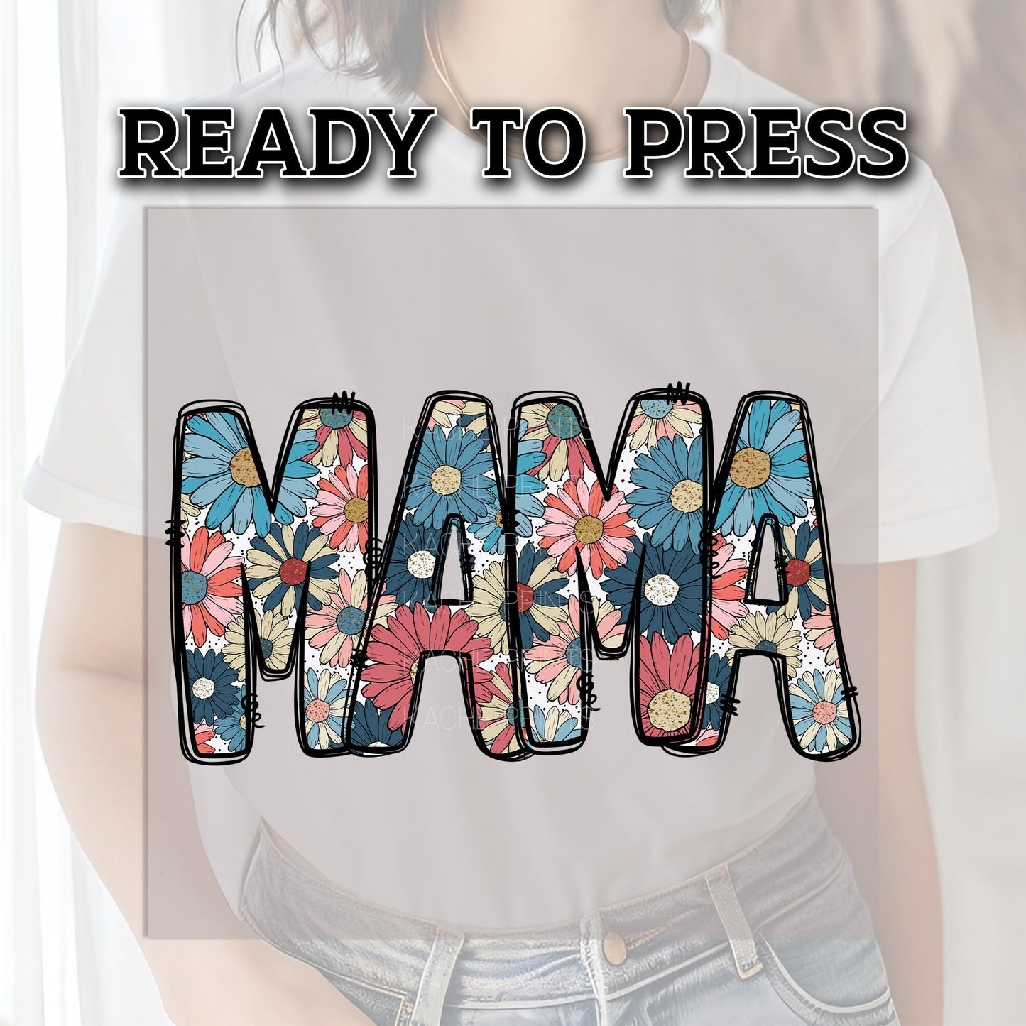 Mama Floral DTF Transfer, 4th of July DTF Transfer, Ready For Press, Heat Press Transfer, Fourth of July Transfer, Heat Transfer, Dtf Print