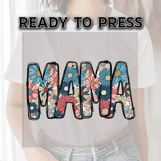 Mama Floral DTF Transfer, 4th of July DTF Transfer, Ready For Press, Heat Press Transfer, Fourth of July Transfer, Heat Transfer, Dtf Print