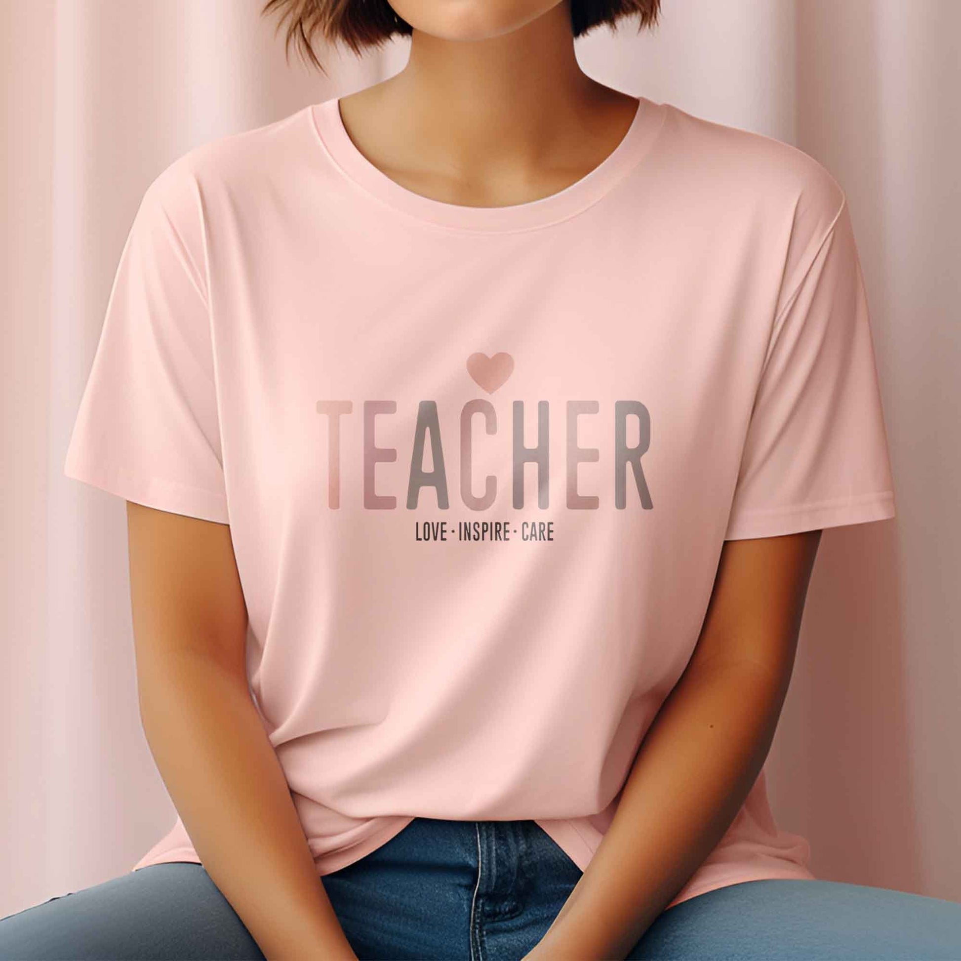 Teacher DTF Transfers, DTF Transfer Ready For Press, Heat Press Transfer, Dtf Heat Transfer, Dtf Print, Teacher Love Inspire Care Transfer