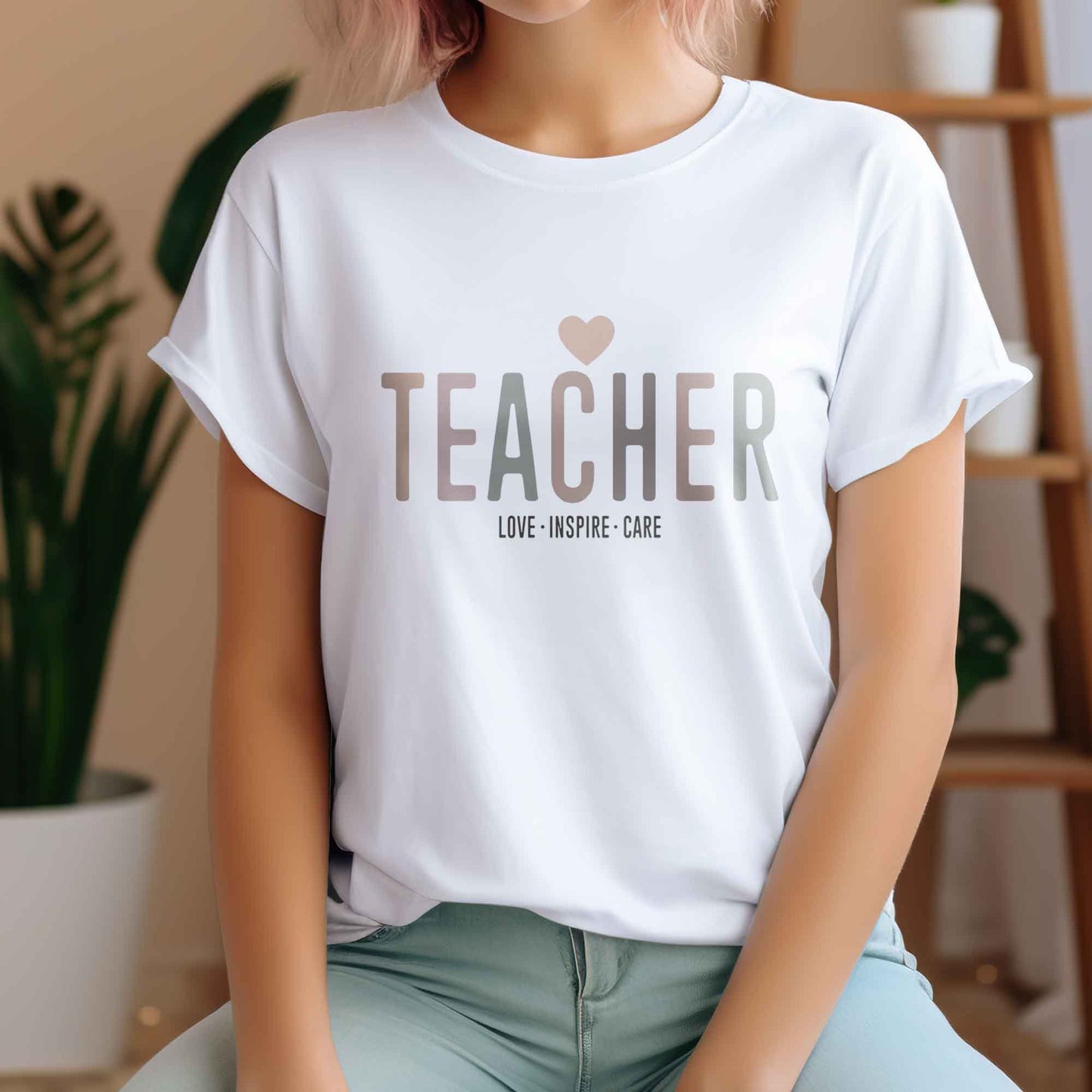 Teacher DTF Transfers, DTF Transfer Ready For Press, Heat Press Transfer, Dtf Heat Transfer, Dtf Print, Teacher Love Inspire Care Transfer