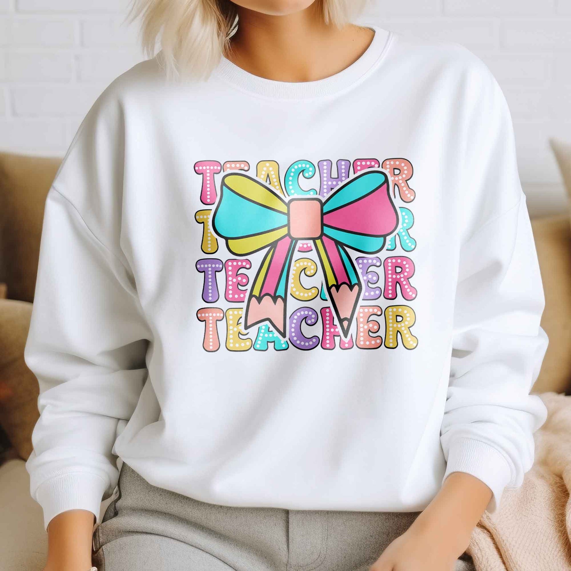 Teacher DTF Transfers, DTF Transfer Ready For Press, Heat Press Transfer, DTF Print, Teacher Ready For Press, Teacher Bow Dtf Transfers