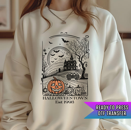 Happy Halloween DTF Transfers, Halloween DTF Transfer Ready For Press, Heat Press Transfer, Horror DTF Print, Halloweentown Est 1998 Dtf