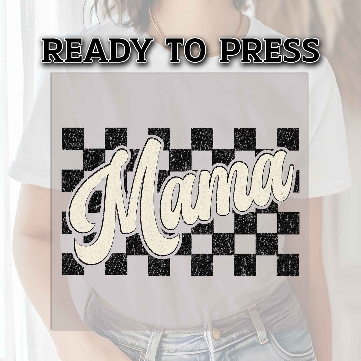 Mama DTF Transfers, DTF Transfer Ready For Press, Heat Press Transfer, Ready For Press, Direct to Film, DTF Prints, Checkered Print Mama Dtf