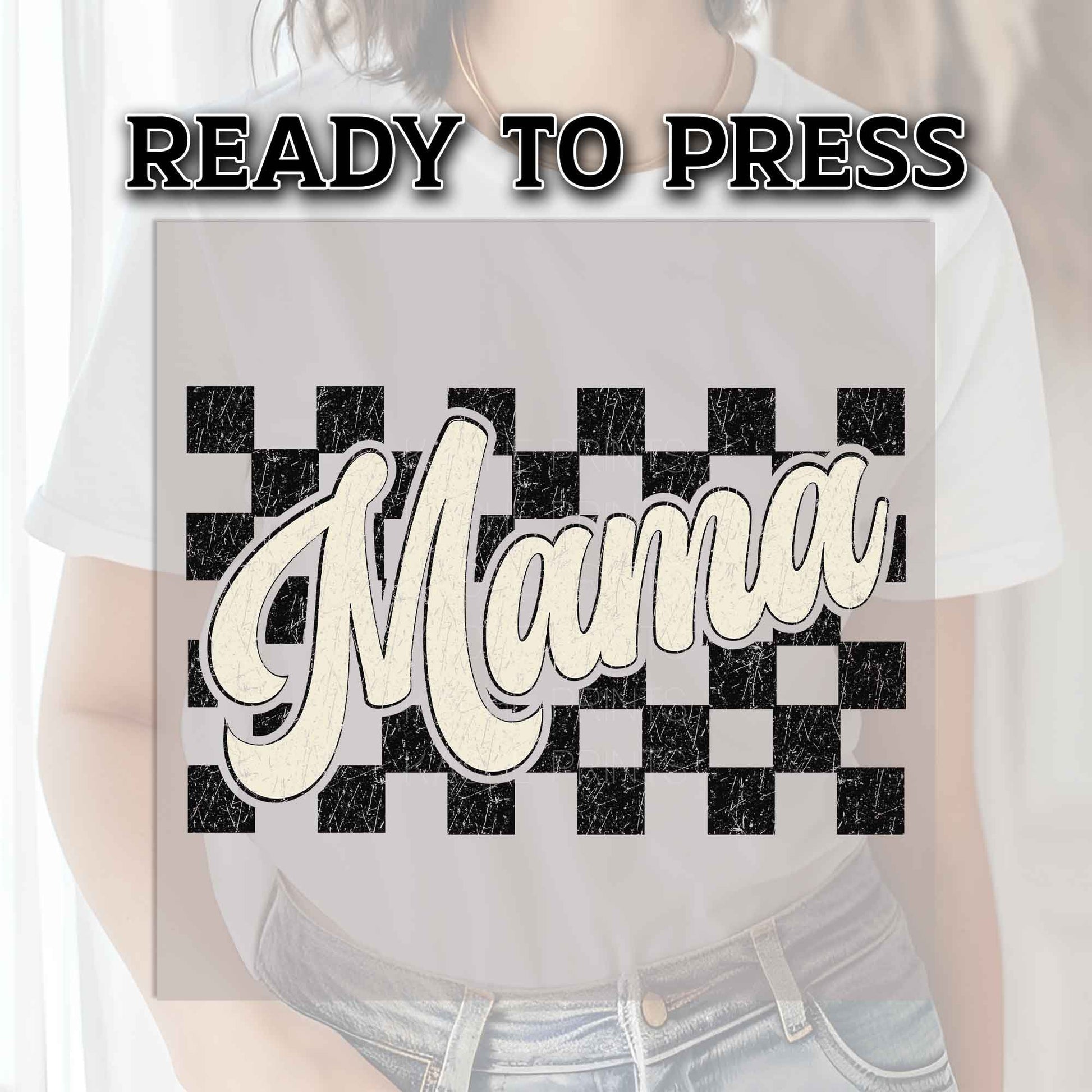 Mama DTF Transfers, DTF Transfer Ready For Press, Heat Press Transfer, Ready For Press, Direct to Film, DTF Prints, Checkered Print Mama Dtf