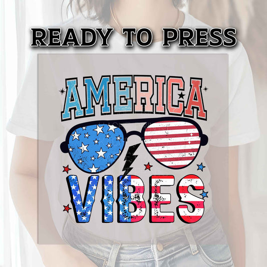 America Vibes DTF Transfers, DTF Transfer Ready For Press, Heat Press Transfer, Ready For Press, Dtf Heat Transfer, America Dtf Transfers