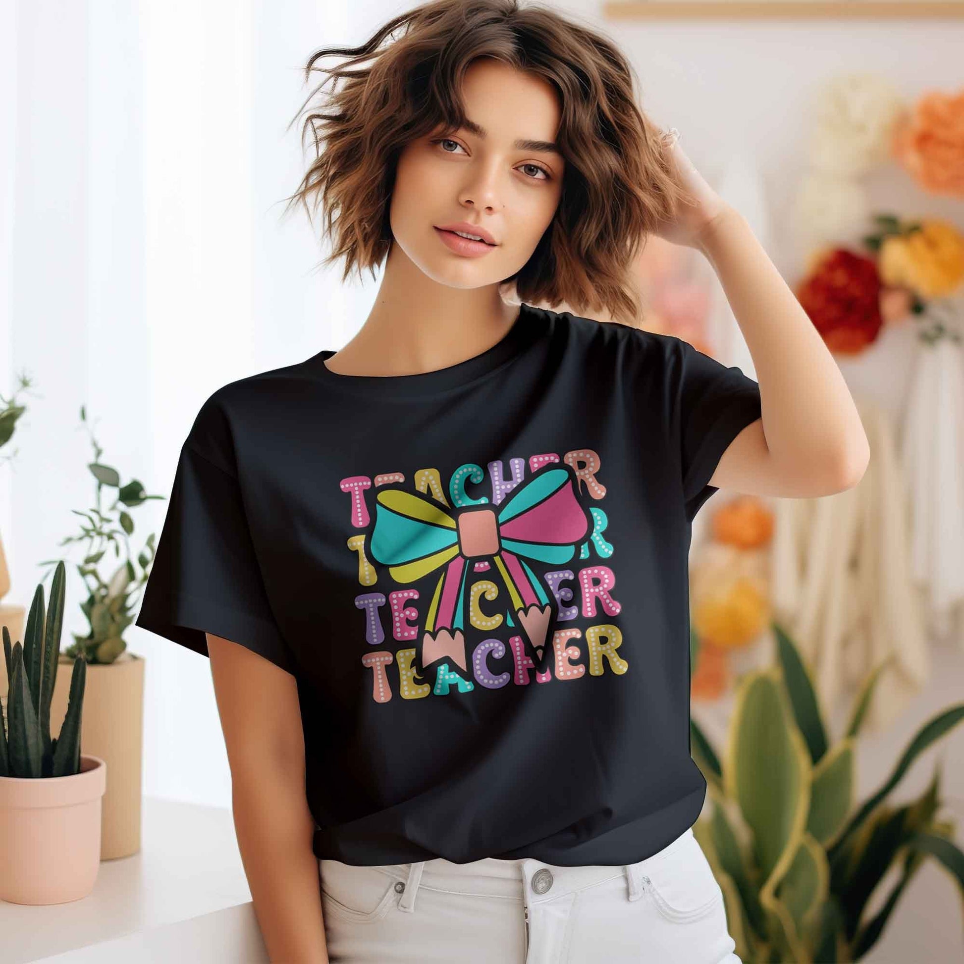 Teacher DTF Transfers, DTF Transfer Ready For Press, Heat Press Transfer, DTF Print, Teacher Ready For Press, Teacher Bow Dtf Transfers