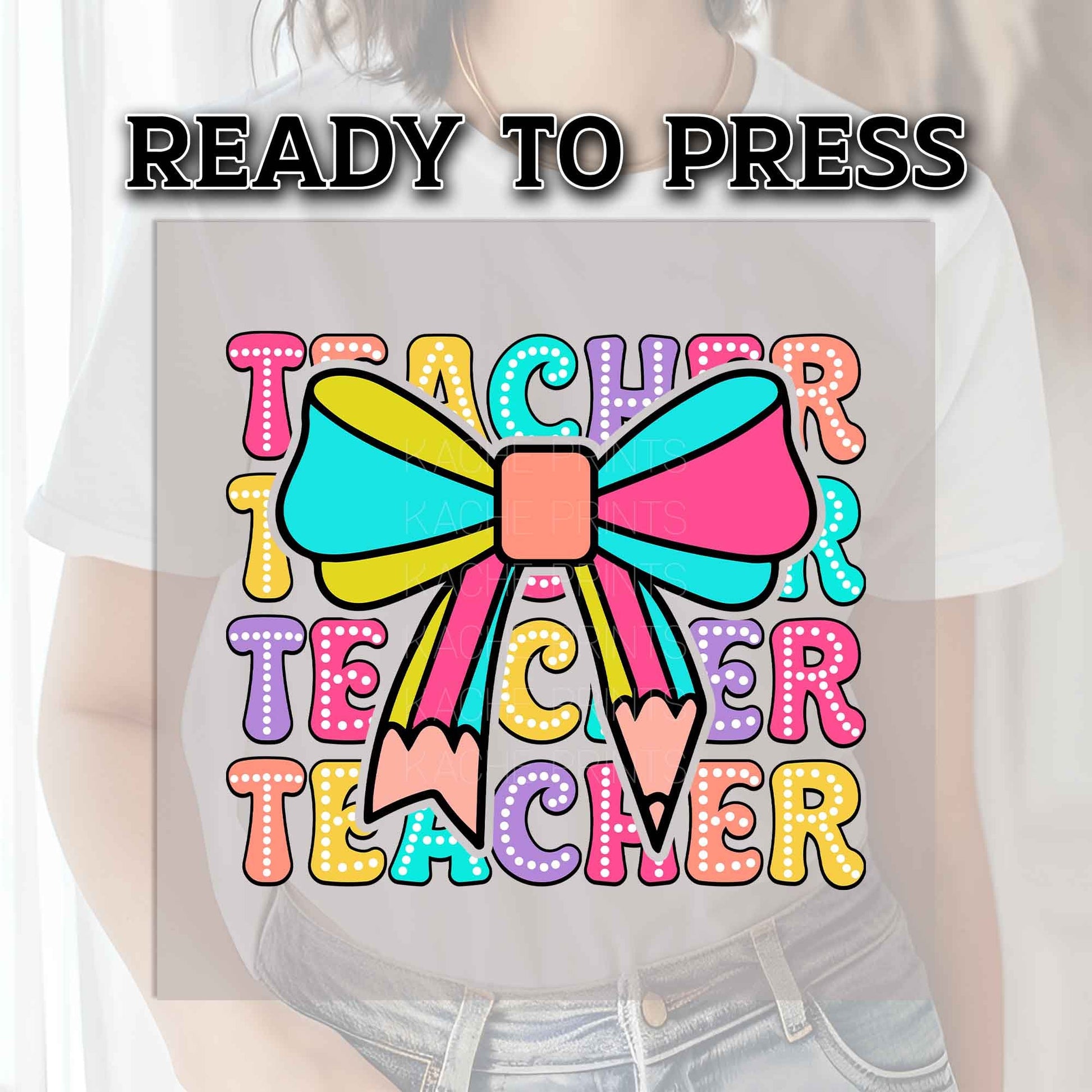 Teacher DTF Transfers, DTF Transfer Ready For Press, Heat Press Transfer, DTF Print, Teacher Ready For Press, Teacher Retro Dtf Transfer