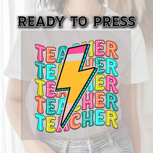 Teacher DTF Transfers, DTF Transfer Ready For Press, Heat Press Transfer, DTF Print, Teacher Retro Ready For Press,Back to School Dtf Prints