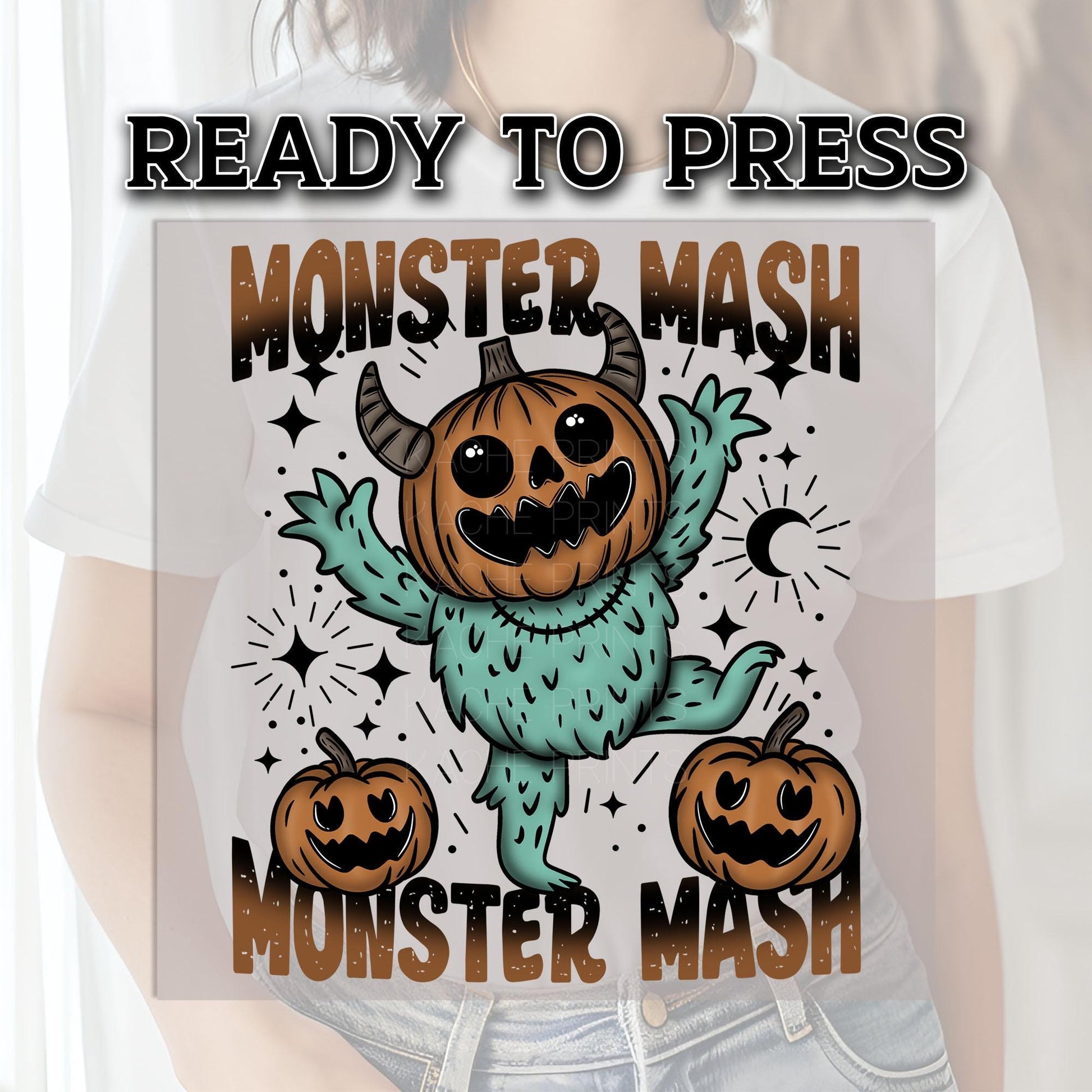 Monster Mash DTF Transfers, Halloween DTF Transfers Ready For Press, Pumpkin Design, Heat Press Transfers, Horror Dtf Print, Retro Halloween