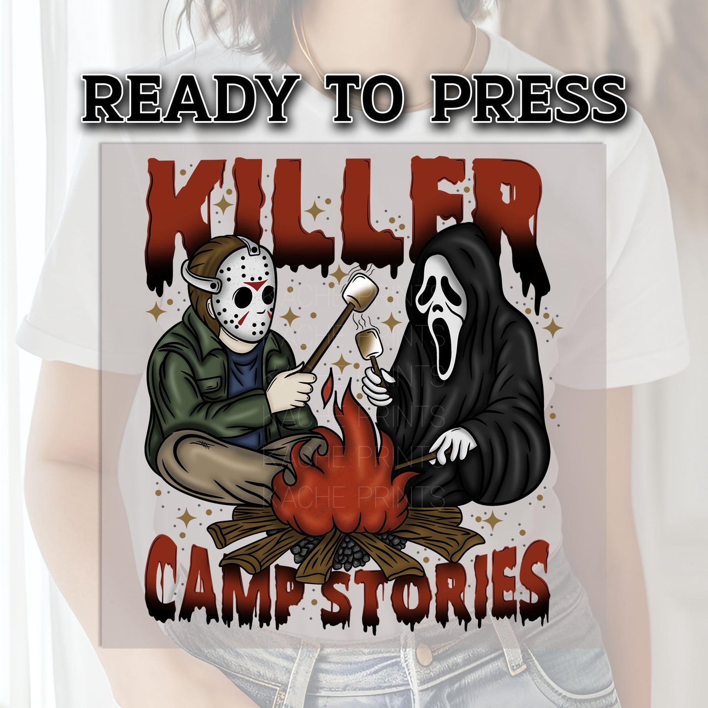 Killer Camp Stories DTF Transfer, Halloween DTF Transfer Ready For Press, Spooky Dtf, Heat Press Transfers, Ghost Season Dtf, The Camper Dtf