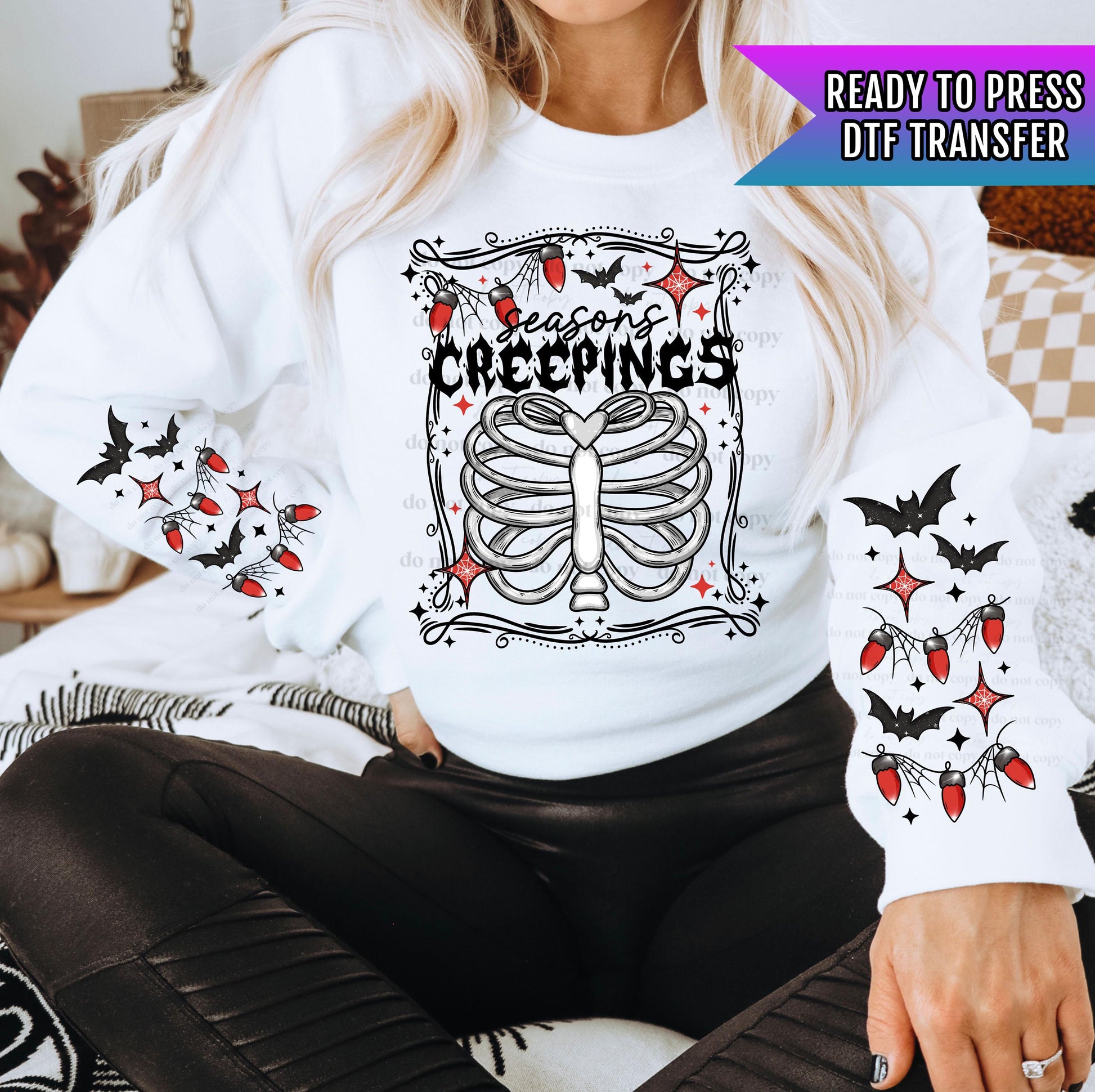 Seasons Creepings DTF Transfers, Skeleton Dtf Transfer, Halloween DTF Transfer Ready For Press, Spooky Season, Heat Press Prints, Horror Dtf