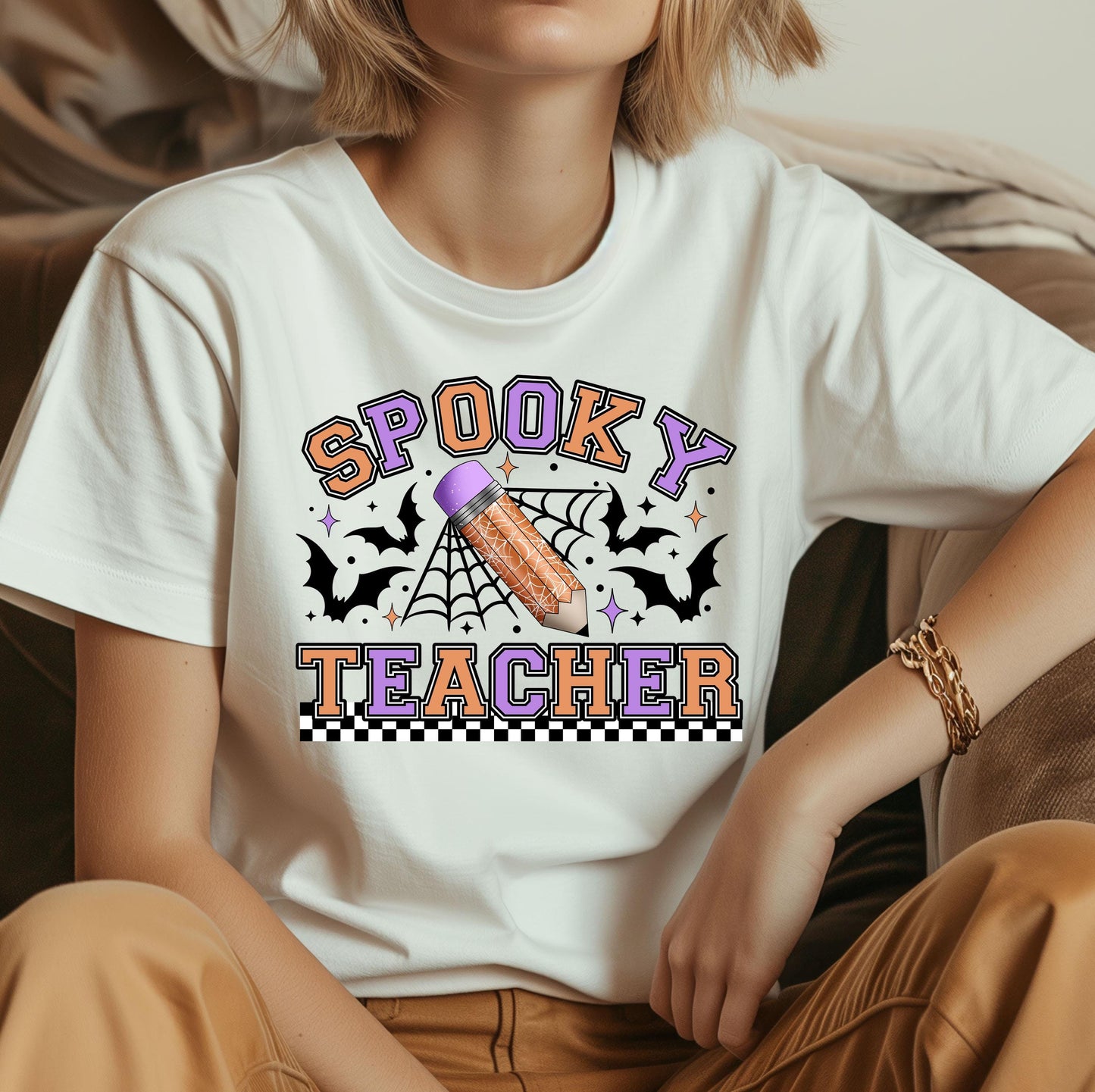 Halloween Spooky Teacher Ready To Press, Retro Halloween DTF Transfers, Boo DTF Prints Ready For Press, Teacher Transfers, Bats Season Dtf