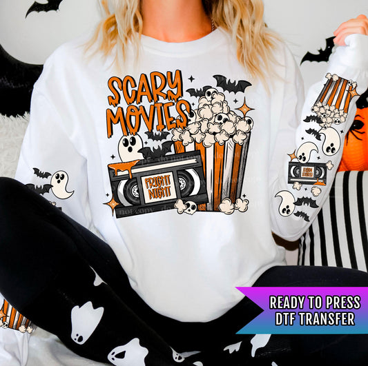 Scary Movies DTF Transfers, Spooky Dtf Transfer, Halloween DTF Transfer Ready For Press, Heat Press Transfers, Fright Night Dtf Transfers