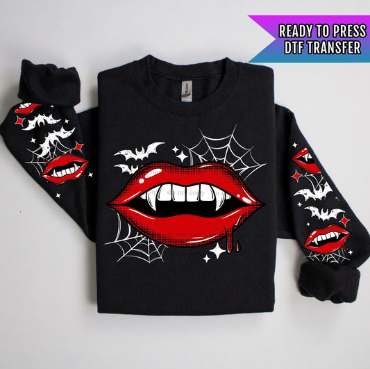 Vampire Lips DTF Transfers, Halloween Vampire Dtf Transfer, Horror DTF Transfer Ready For Press, Spider, Heat Press Transfer, Vampire Fangs