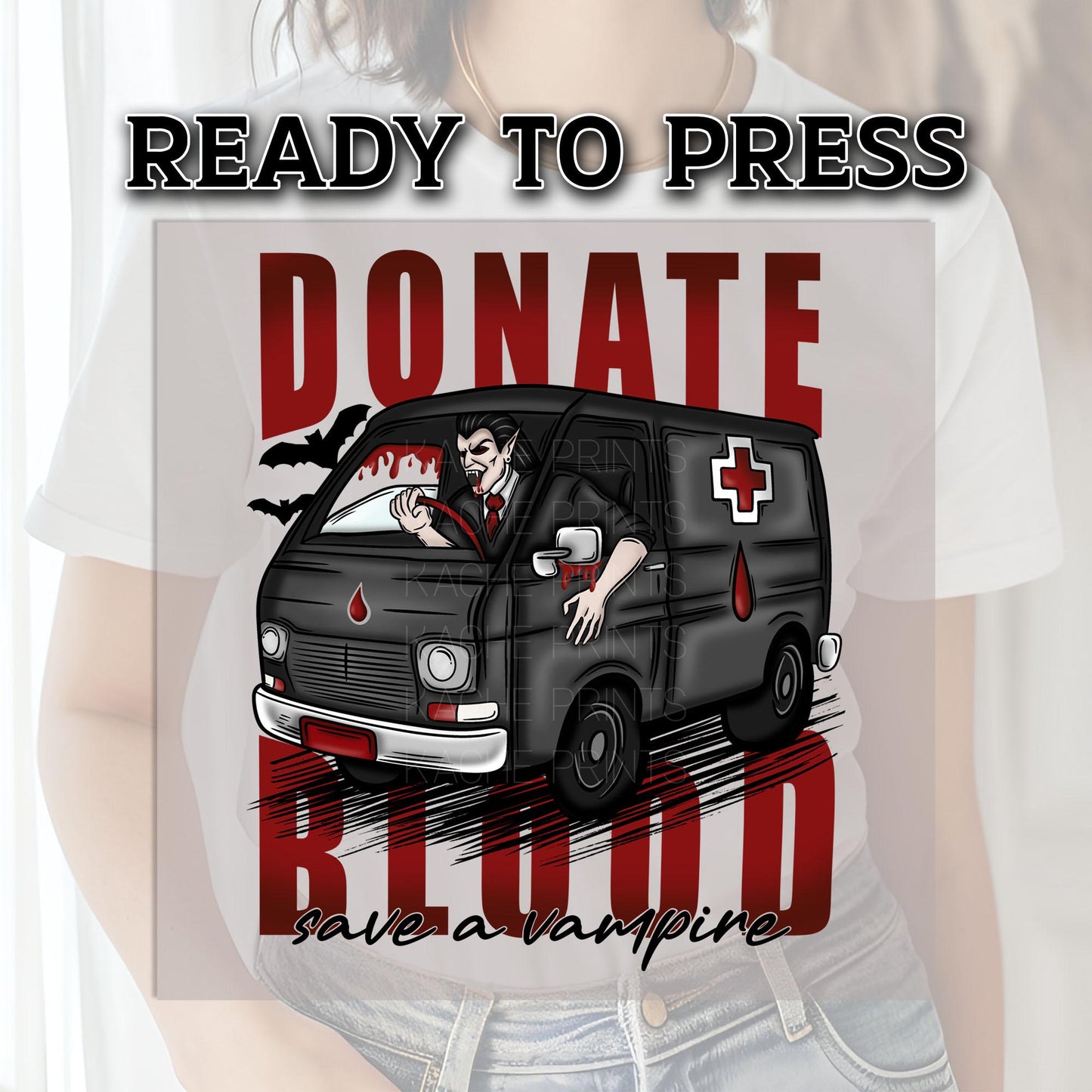 Donate Blood Save A Vampire DTF Transfers, Halloween DTF Transfer Ready For Press, Heat Press Transfer, Halloween Vampire Dtf Prints, Horror