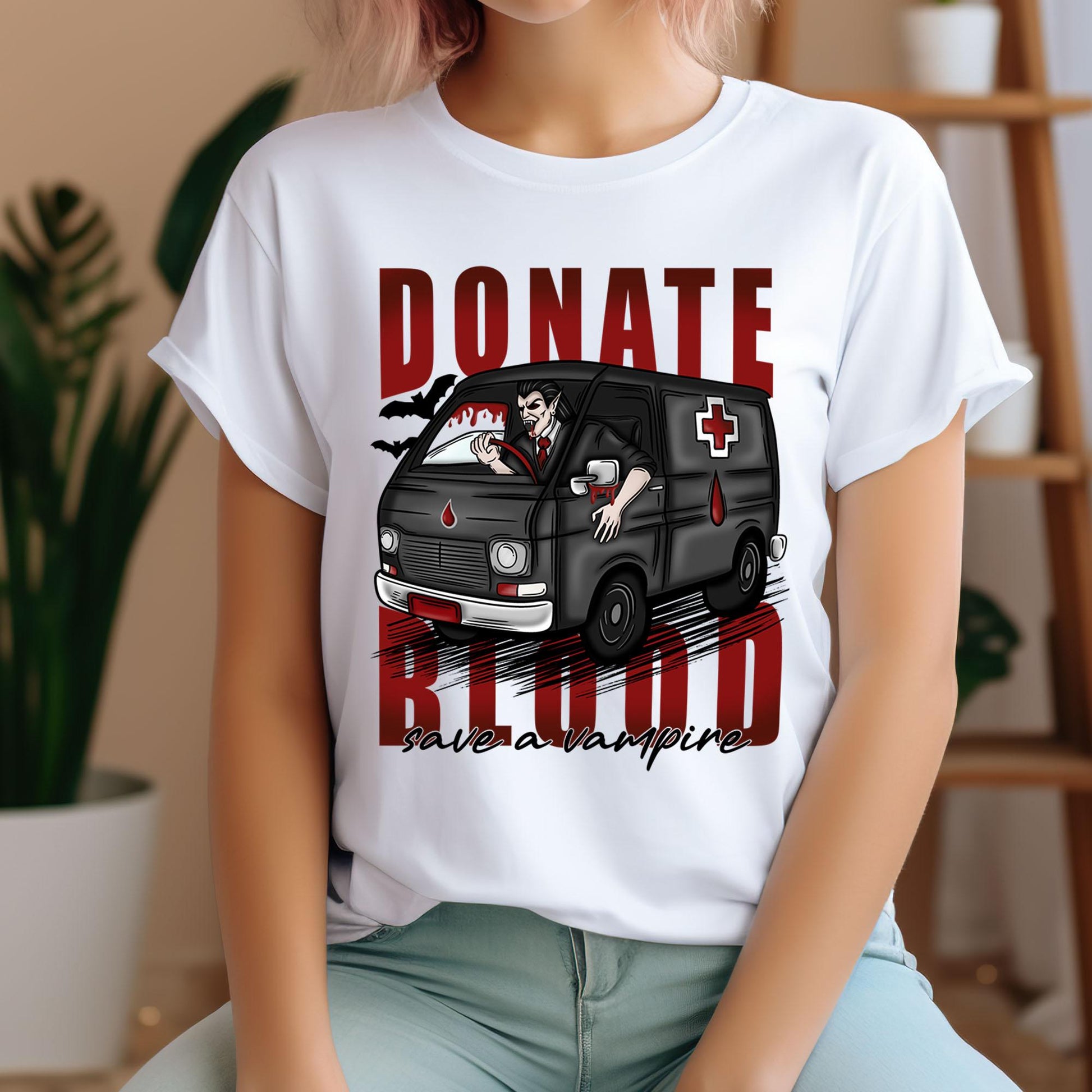 Donate Blood Save A Vampire DTF Transfers, Halloween DTF Transfer Ready For Press, Heat Press Transfer, Halloween Vampire Dtf Prints, Horror