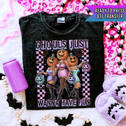 Ghouls Just Wanna Have Fun DTF Transfer, Halloween DTF Transfer Ready For Press, Horror Dtf, Heat Press Transfer, Pumpkin Dtf Prints, Ghouls