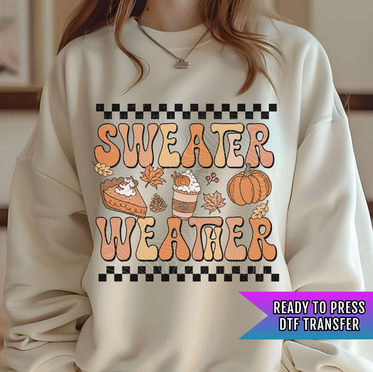 Sweater Weather DTF Transfers Ready For Press, Fall DTF Transfers, Autumn DTF Transfers, Pumpkin Spice Dtf, Cozy Season, Heat Press Transfer