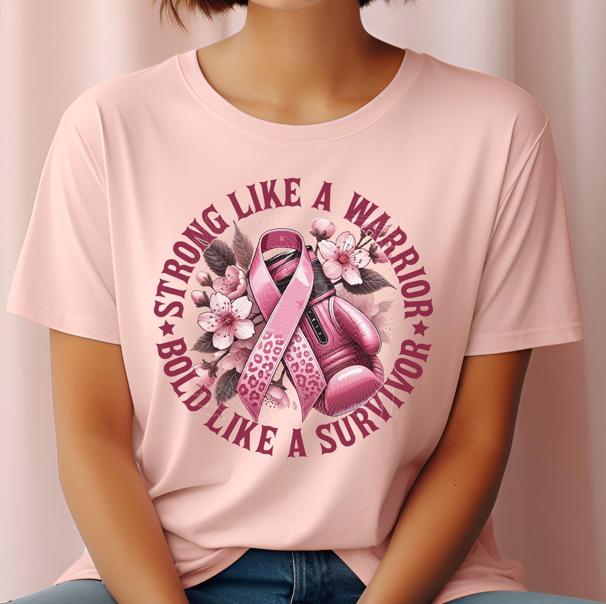 Strong Like A Warrior Bold Like A Survivor DTF Transfer Ready For Press, Support Breast Cancer Dtf Print, Heat Press Transfer, Cancer Ribbon